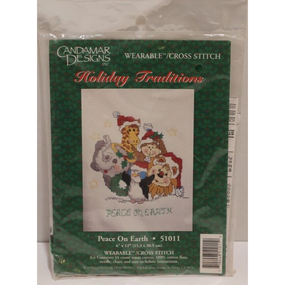 Candamar Cross-Stitch Kit Wearable Holiday Traditions Peace on Earth #51011 NEW